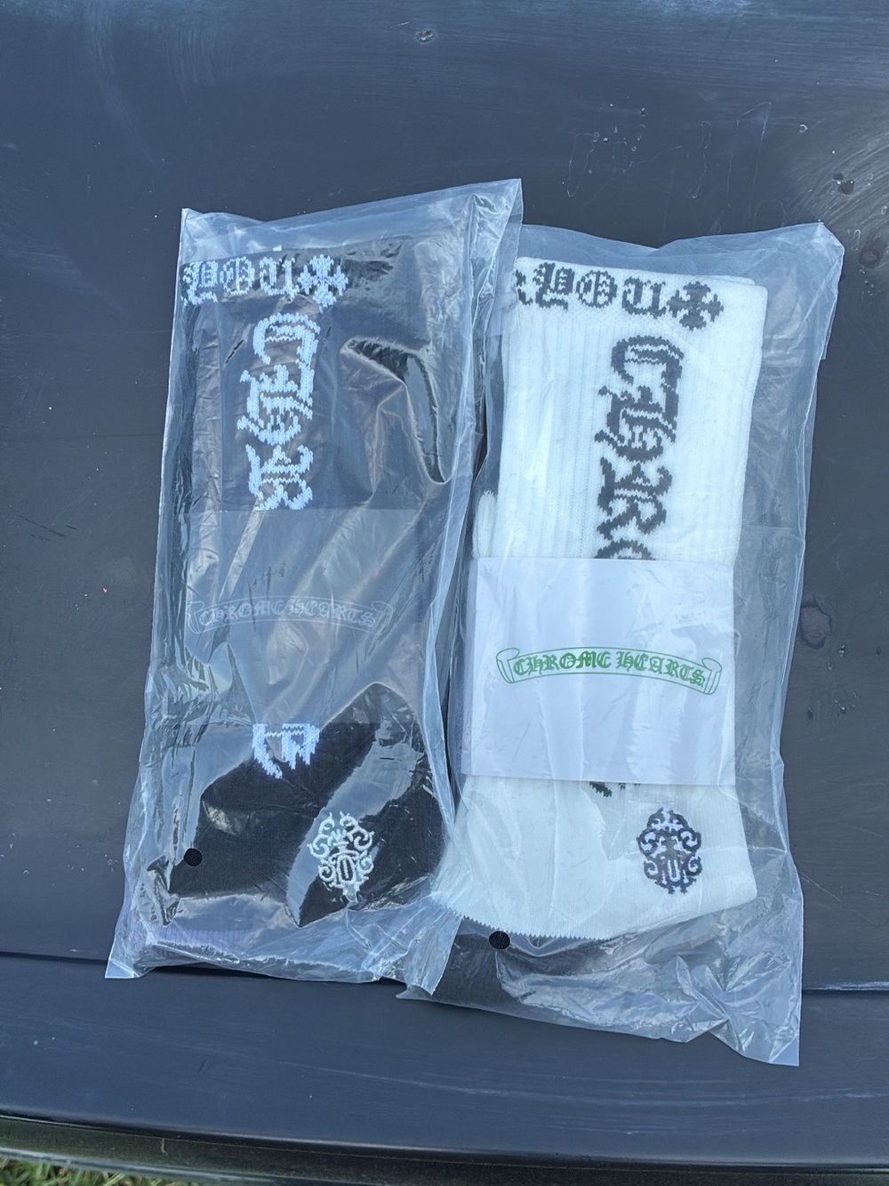 Chrome Hearts Black and White Logo Crew Socks - Pair